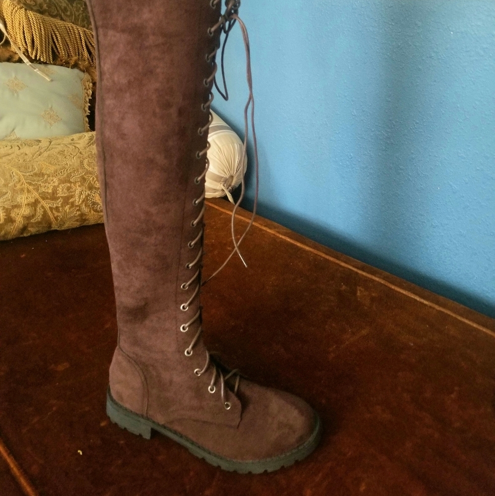 NEW Lace up over-the-knee boots.